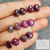 Ruby Zoisite Studs, Small Oval Stud Earrings for Men or Women, Unisex Simple Jewelry, Anyolite, Purple and Green, Gift For Woman, Gift